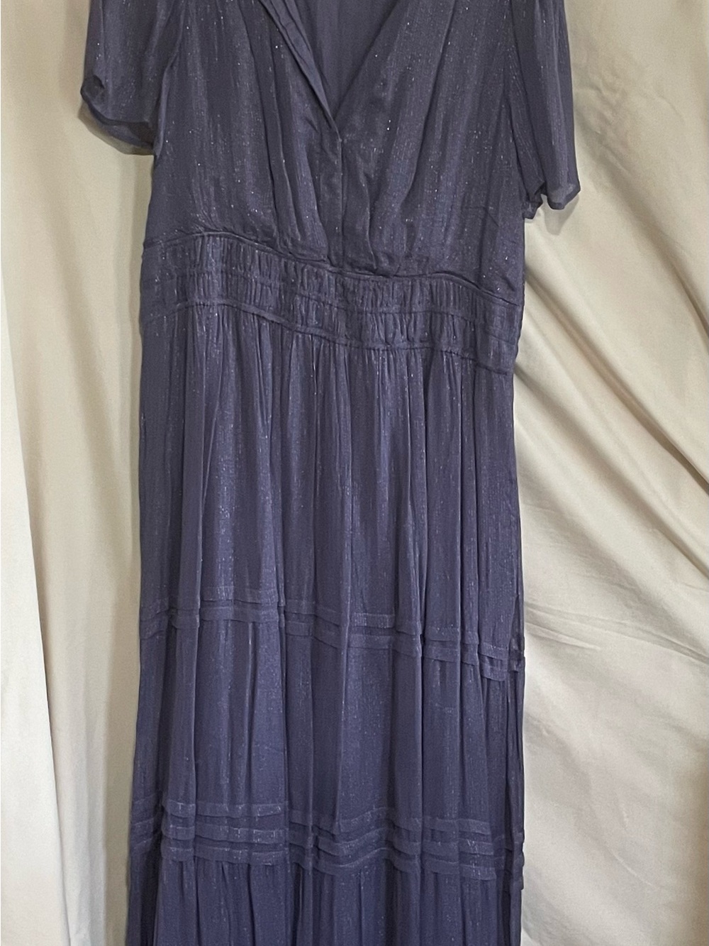 Anthropology Women's Navy Short-Sleeve Maxi Dress